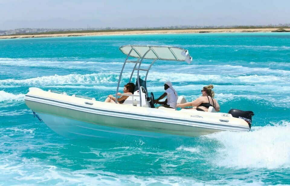 Hurghada: Dům delfínů a ostrov soukromým motorovým člunem